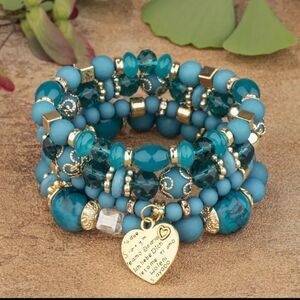 I love you charm bracelet turquoise beaded Bohemian accessory